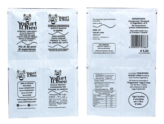 Yogurt Fermenti Lattici, confezione da 4 bustine di fermenti liofilizzati.