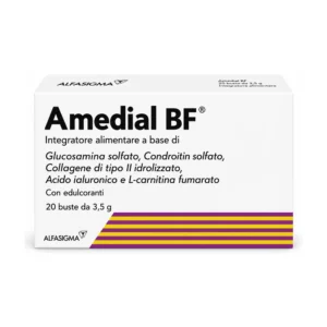Amedial BF 20 bustine con glucosamina, condroitin solfato e collagene di tipo II.