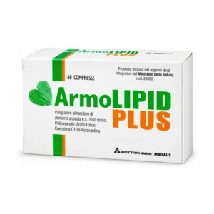 Armolipid Plus 60 compresse, integratore con riso rosso fermentato, Berberis aristata, policosanoli, coenzima Q10, astaxantina e acido folico.