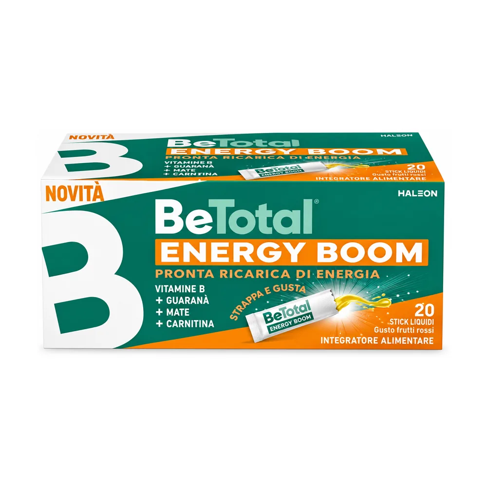 Be-Total Energy Boom 20 stick, integratore con vitamine del gruppo B, guaranà e mate.