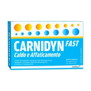 Carnidyn Fast, 20 bustine da 6 g gusto arancia con potassio, magnesio e creatina.