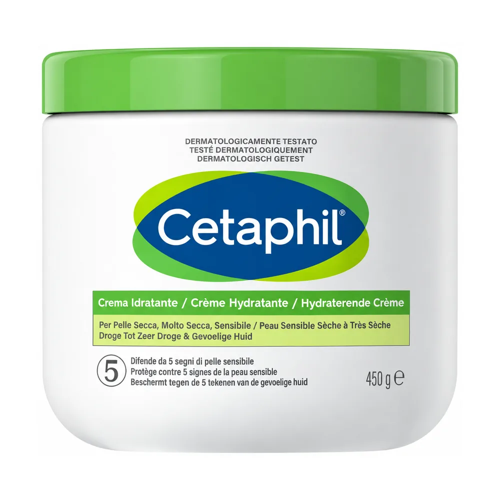 Cetaphil Crema Idratante, vasetto da 450 g per pelle secca e sensibile.