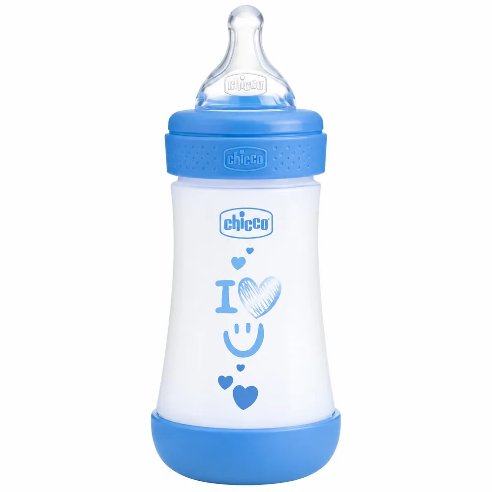 Chicco Biberon P5 Boy da 240 ml con tettarella in silicone a flusso medio.