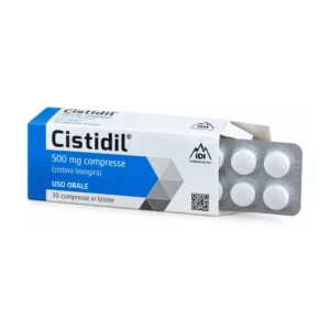Cistidil 500 mg, confezione da 30 compresse di cistina levogira.