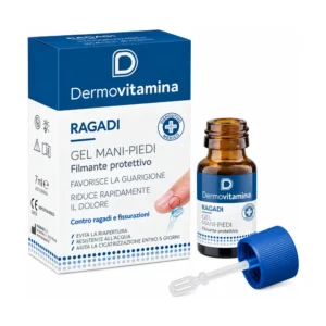 Dermovitamina Ragadi Gel Mani e Piedi 7 ml, flacone con spatola applicatrice.
