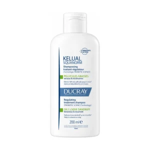 Flacone da 200 ml di Ducray Squanorm shampoo trattante antiforfora per forfora grassa.