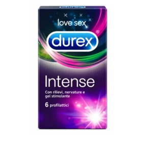 Confezione da 6 pezzi di Durex Intense Orgasmic Condom, profilattici stimolanti in lattice.