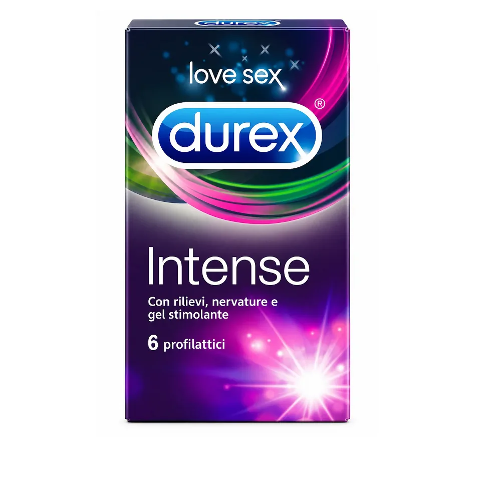 Confezione da 6 pezzi di Durex Intense Orgasmic Condom, profilattici stimolanti in lattice.