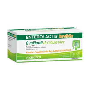 Confezione da 12 flaconcini di Enterolactis Bevibile con fermenti lattici vivi L. casei DG.