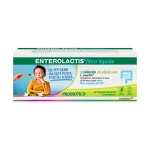 Enterolactis Fibra Liquida 12 flaconcini con fermenti lattici L. casei DG e fibra FOS.