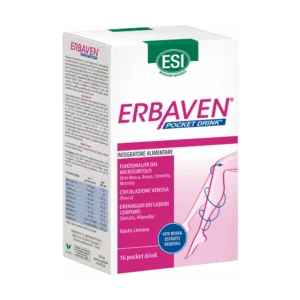 Erbaven Drink ESI, confezione da 16 pocket drink da 20 ml con vite rossa e rusco.