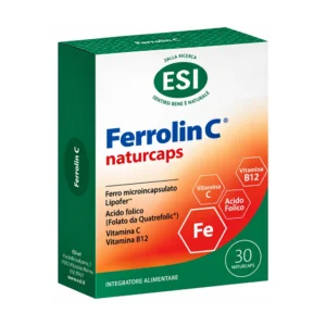 Ferrolin C ESI 30 naturcaps, integratore di ferro con vitamina C, folato e vitamina B12.