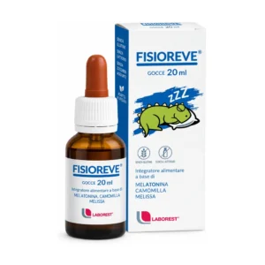Fisioreve Gocce Laborest 20 ml, integratore di melatonina con camomilla e melissa in gocce, gusto fragola.