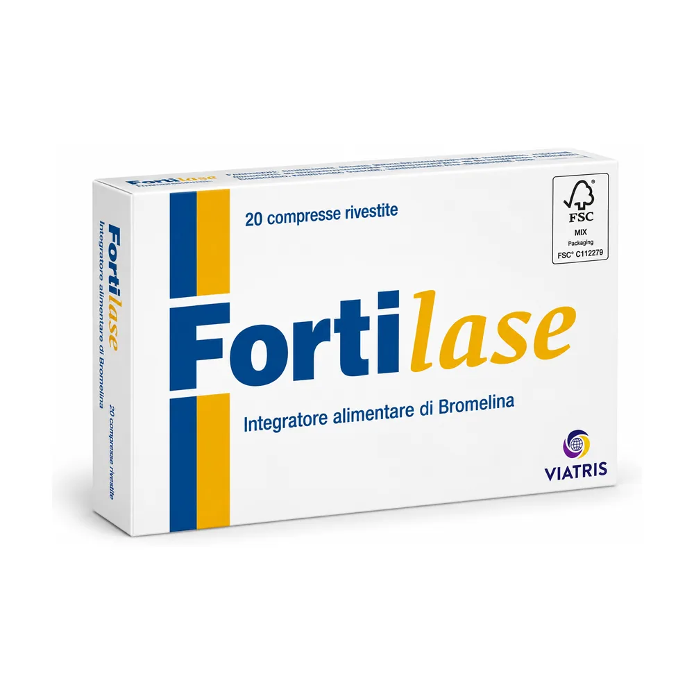 Fortilase, astuccio da 20 compresse di bromelina da ananas 2500 GDU/g.