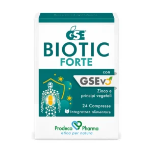 Astuccio di GSE Biotic Forte 24 compresse con estratto di semi di pompelmo, echinacea e melaleuca.