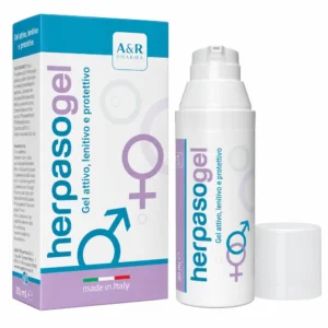 Confezione di Herpasogel Attivo Gel Lenitivo 50 ml, prodotto dermocosmetico