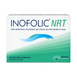 Inofolic NRT 30 bustine, complemento alimentare con myo-inositolo, isoflavoni di soia e polifenoli del cacao.