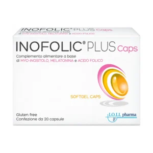 Inofolic Plus 20 Capsule, complemento alimentare con myo-inositolo, melatonina e acido folico.