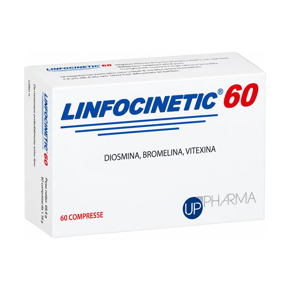 Linfocinetic 60 compresse, integratore con diosmina, bromelina e pilosella.