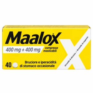 Confezione di Maalox Masticabili 400 mg + 400 mg 40 compresse, medicinale da banco