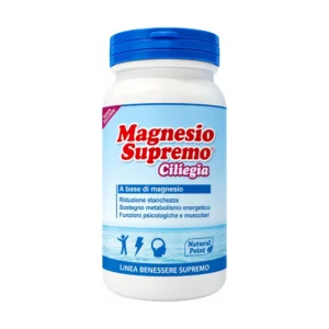 Magnesio Supremo Ciliegia 150 g, integratore di magnesio citrato in polvere con aroma naturale di ciliegia.