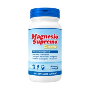 Magnesio Supremo Limone 150 g, integratore di magnesio citrato in polvere con aroma naturale di limone.