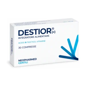 Mdm Destior 30 compresse, integratore di acido R(+) tioctico 600 mg con vitamina E, B1 e B6.