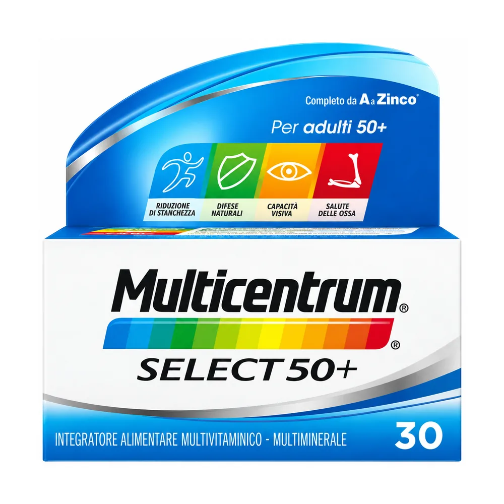 Multicentrum Select 50+ 30 compresse, integratore multivitaminico per adulti over 50.