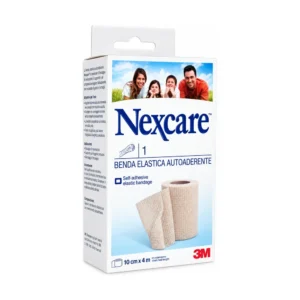 Nexcare Benda 10 cm x 4 m, benda elastica autoaderente in astuccio da 1 pezzo.