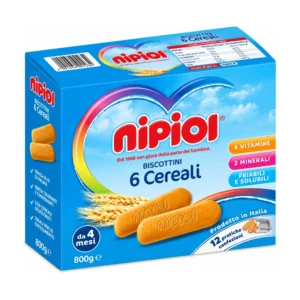 Biscottini 6 Cereali Nipiol, confezione da 800 g per la prima infanzia.
