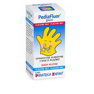 Pediafluor Gocce 7 ml, integratore alimentare di fluoro in flacone con contagocce.