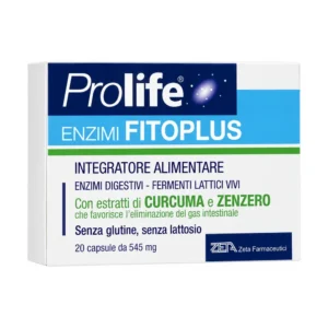Prolife Enzimi FitoPlus 20 capsule, enzimi digestivi con zenzero e curcuma.
