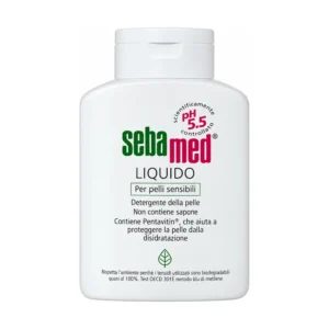 Flacone di Sebamed Liquido 200 ml, detergente viso e corpo a pH 5.5.