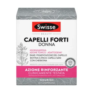 Swisse Capelli Forti Donna, confezione da 30 compresse con cheratina, collagene e biotina.