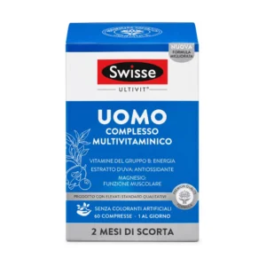 Swisse Multivitaminico Uomo, flacone da 60 compresse con 13 vitamine e 10 minerali.