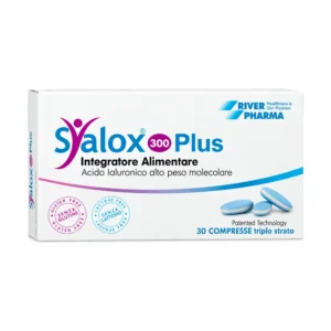 Confezione da 30 compresse di Syalox 300 Plus con acido ialuronico e Boswellia serrata.
