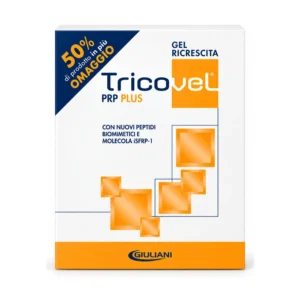 Tricovel PRP Plus Gel Ricrescita Giuliani, 2 tubi da 15 ml, gel cosmetico coadiuvante contro la caduta dei capelli.