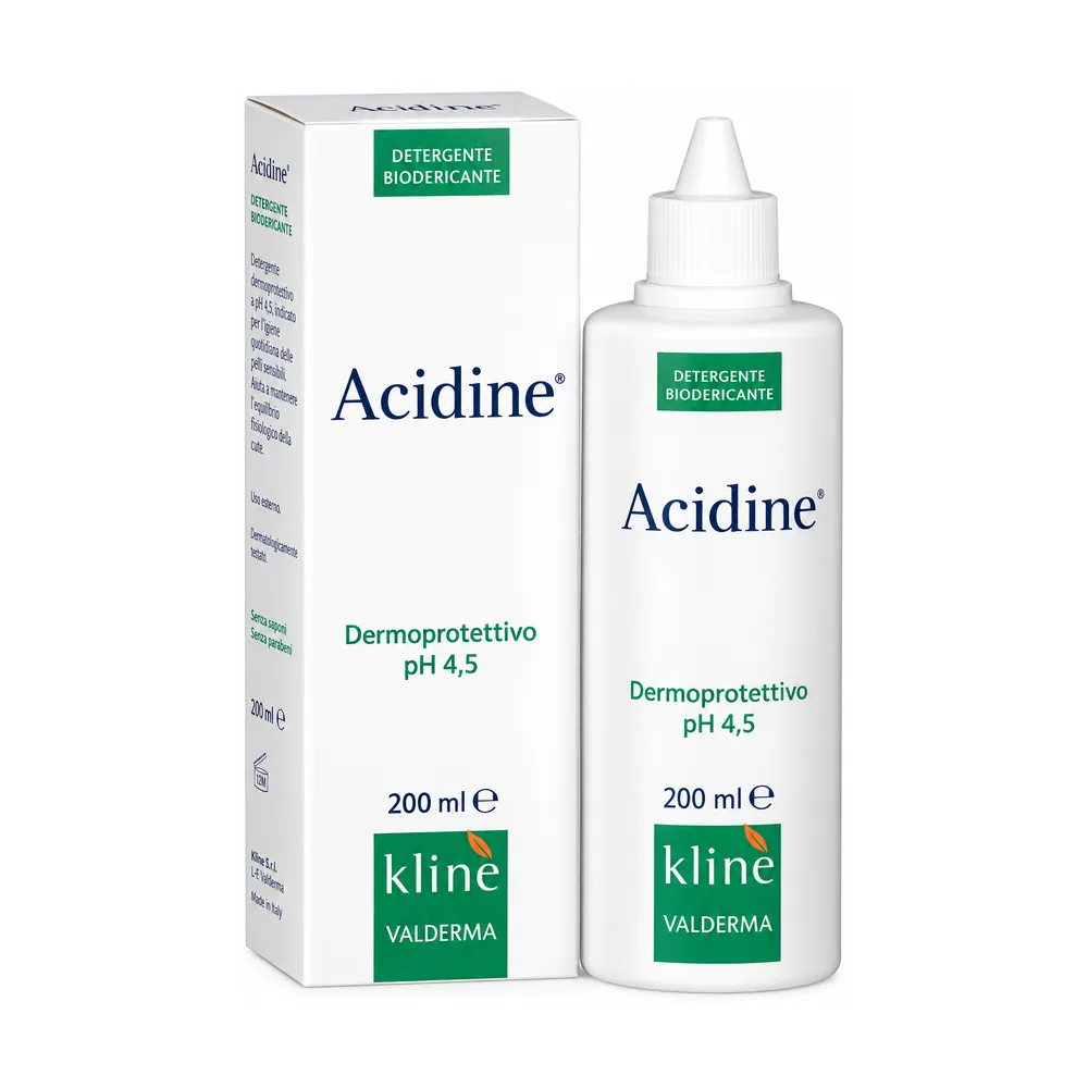 Valderma Acidine Liquido Dermatologico, flacone da 200 ml, detergente a pH 4,5.