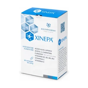 Xinepa Kolinpharma, astuccio da 30 compresse con acetil-L-carnitina, acido alfa-lipoico, curcuma e vitamine B.