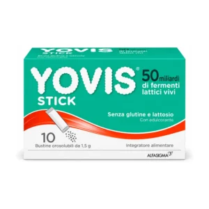 Yovis Stick 10 bustine orosolubili con quattro ceppi di fermenti lattici vivi.